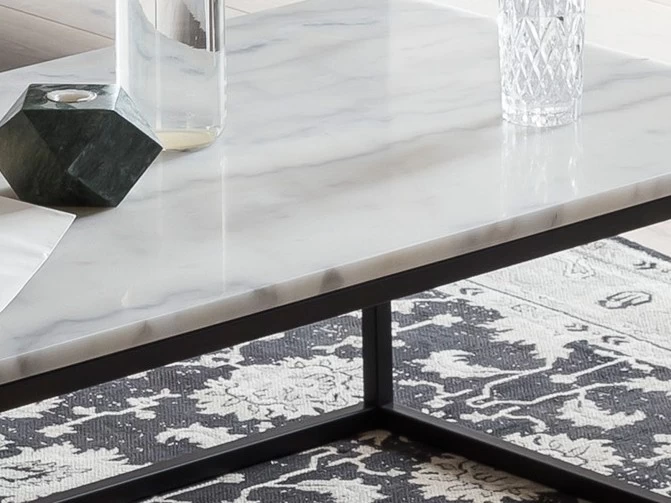 Livingruhm Couchtisch Rechteckig Marmor Weiß 6 Livingruhm Couchtisch Rechteckig Marmor Weiß – Bild 4