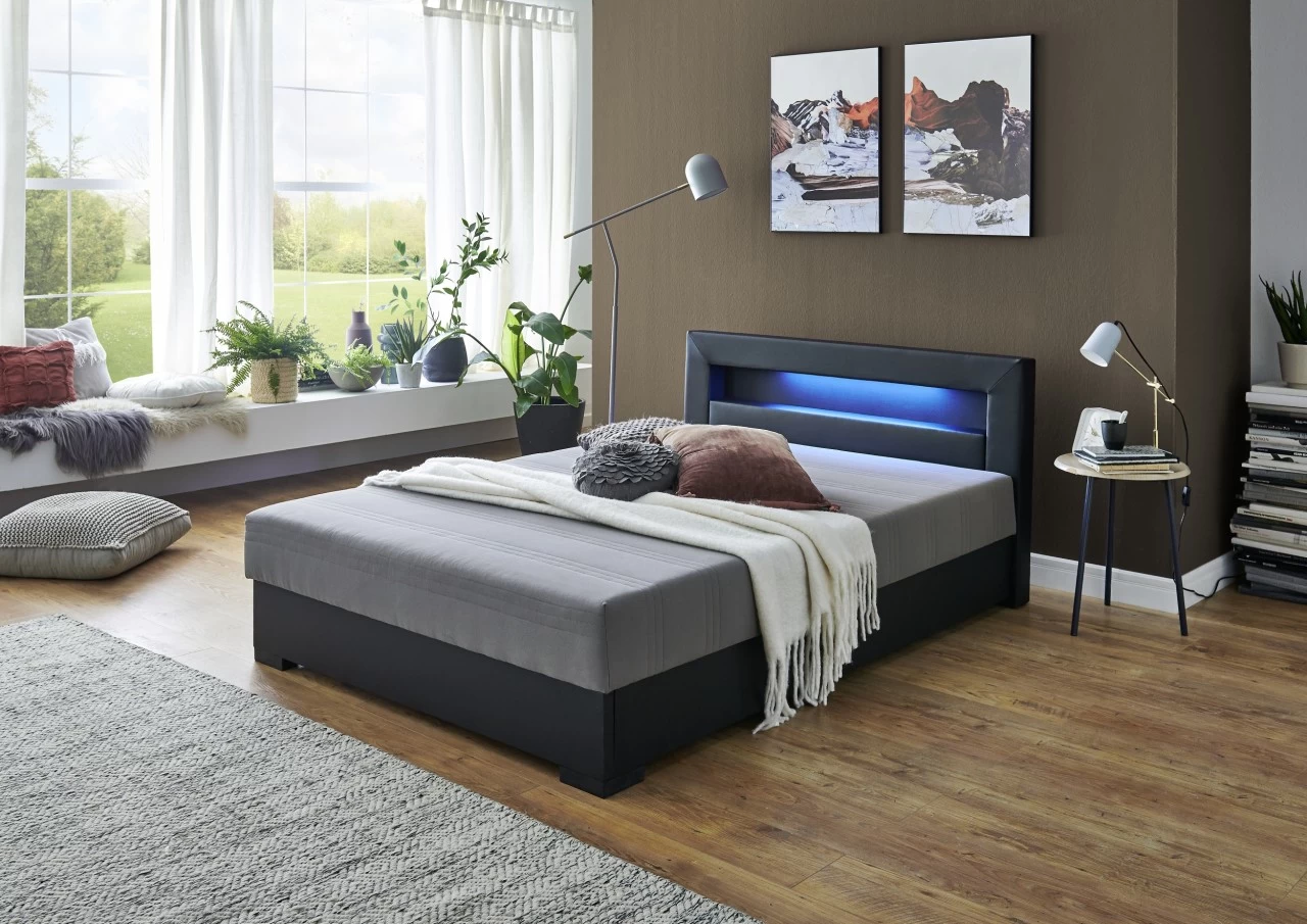 Relita Boxbett MINA Mit LED & USB, Polsterbett Schwarz 140 X 200 Cm 4 Relita Boxbett MINA Mit LED & USB, Polsterbett Schwarz 140 X 200 Cm – Bild 2