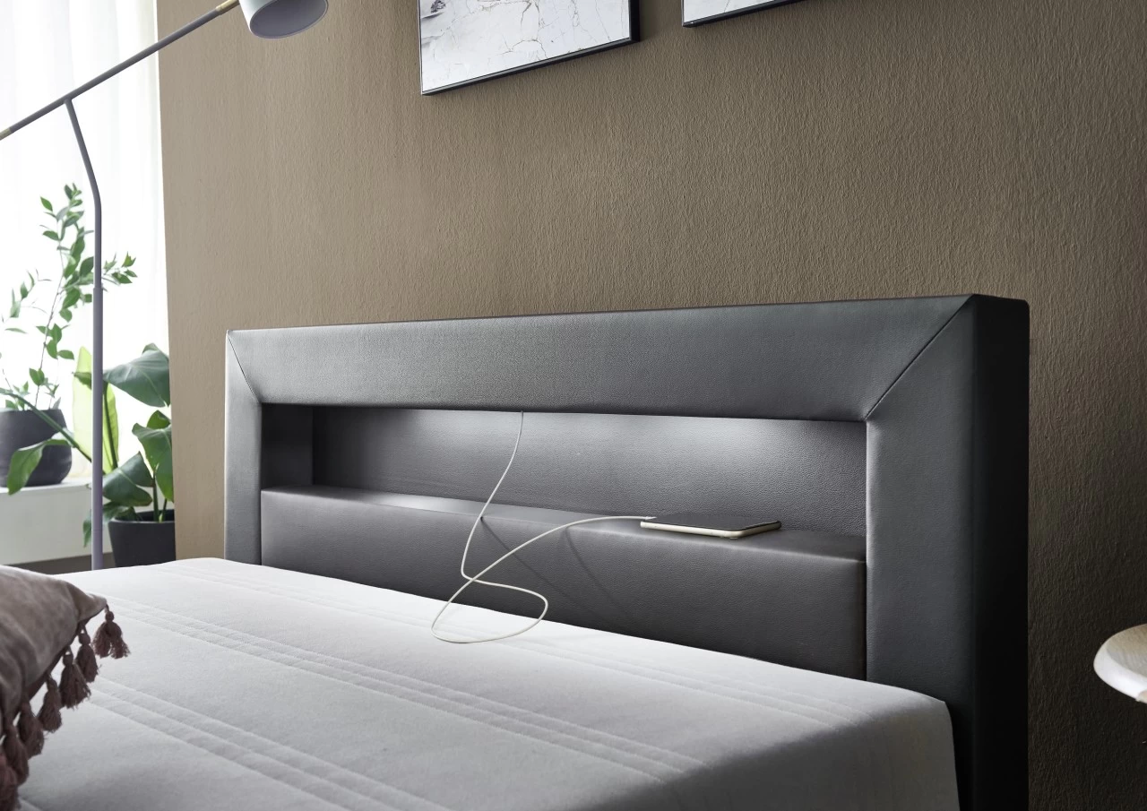 Relita Boxbett MINA Mit LED & USB, Polsterbett Schwarz 140 X 200 Cm 5 Relita Boxbett MINA Mit LED & USB, Polsterbett Schwarz 140 X 200 Cm – Bild 3