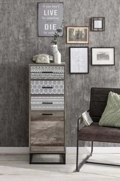 Livingruhm Kommode Mit 3 Schubladen, 1 Tür Natur Mit Schwarz-weiß Gemustert -Paulmann Store 11761 95 17000 95 4 1280x1280