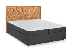 Livingruhm Boxspringbett 180 X 200 Cm Kopfteil Aus Teak Natur Bezug Dunkelgrau