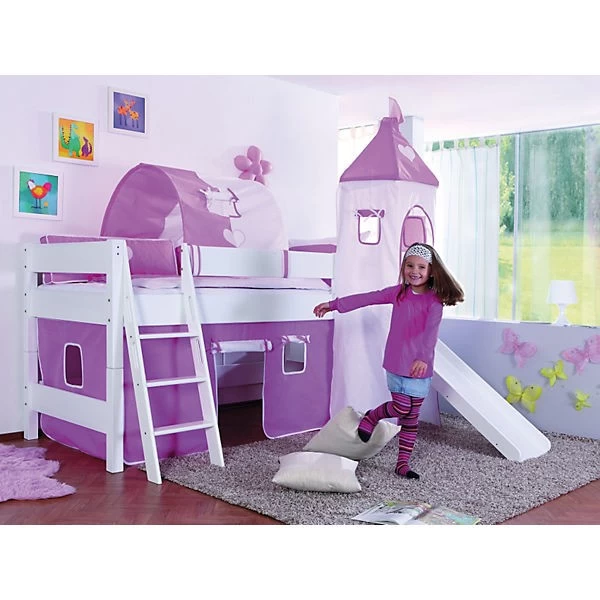 Relita Halbhochbett KIM Mit Rutsche Buche Massiv Weiß Lackiert 3 Relita Halbhochbett KIM Mit Rutsche Buche Massiv Weiß Lackiert