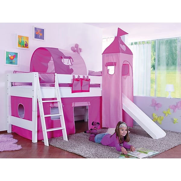 Relita Halbhochbett KIM Mit Rutsche Buche Massiv Weiß Lackiert 4 Relita Halbhochbett KIM Mit Rutsche Buche Massiv Weiß Lackiert – Bild 2