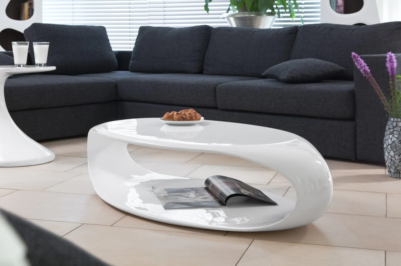 SalesFever Couchtisch Oval Weiß 3 SalesFever Couchtisch Oval Weiß
