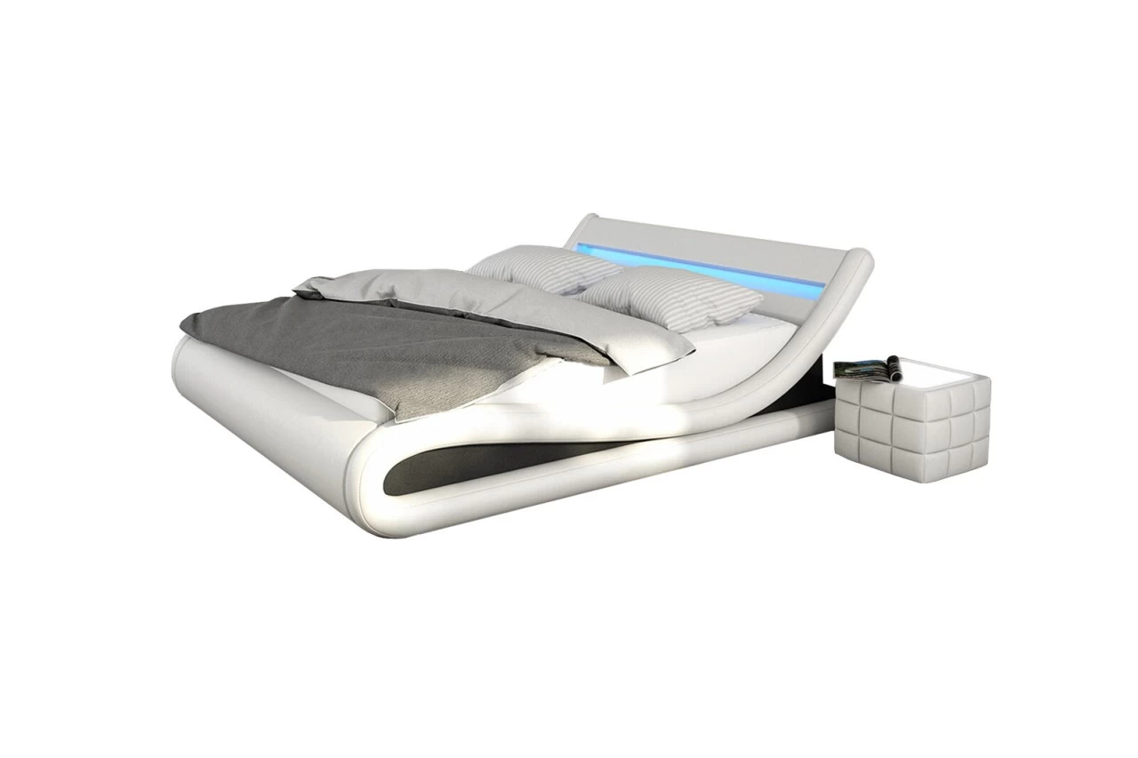 SalesFever Polsterbett 140 X 200 Cm LED- Beleuchtung Weiß-schwarz 4 SalesFever Polsterbett 140 X 200 Cm LED- Beleuchtung Weiß-schwarz – Bild 2