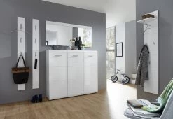 Livingruhm Schuhschrank Weiß Hochglanz 134 X 120 X 36 Cm