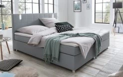 SalesFever Boxspringbett 180 X 200 Cm LED-Beleuchtung Grau Samt