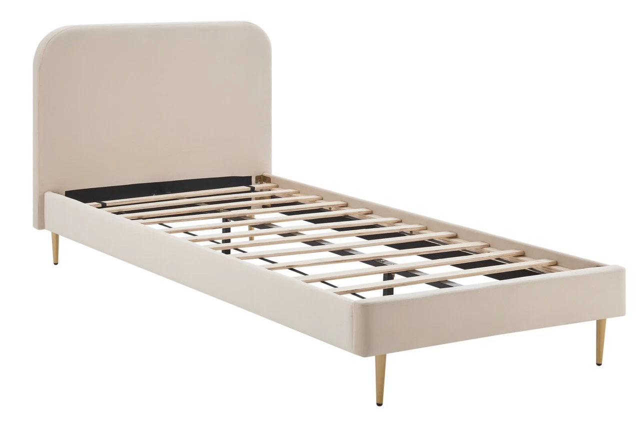 SalesFever Polsterbett Mit Samtbezug 90 X 200 Cm Inklusive Lattenrost Beige – Goldfarben 6 SalesFever Polsterbett Mit Samtbezug 90 X 200 Cm Inklusive Lattenrost Beige – Goldfarben – Bild 4