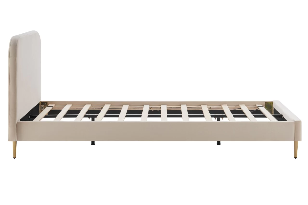 SalesFever Polsterbett Mit Samtbezug 90 X 200 Cm Inklusive Lattenrost Beige – Goldfarben 5 SalesFever Polsterbett Mit Samtbezug 90 X 200 Cm Inklusive Lattenrost Beige – Goldfarben – Bild 3