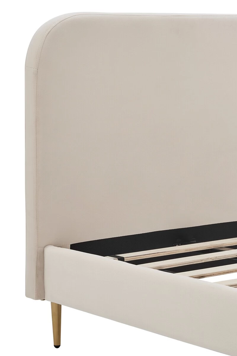 SalesFever Polsterbett Mit Samtbezug 90 X 200 Cm Inklusive Lattenrost Beige – Goldfarben 4 SalesFever Polsterbett Mit Samtbezug 90 X 200 Cm Inklusive Lattenrost Beige – Goldfarben – Bild 2