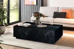 Livingruhm Couchtisch Marmoroptik Schwarz