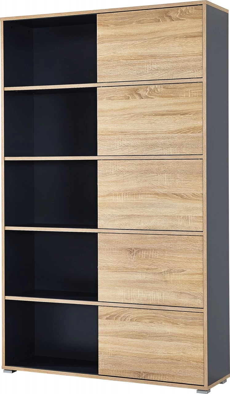 Livingruhm Schiebetürregal Eiche Anthrazit 120 X 196 X 35 Cm 6 Livingruhm Schiebetürregal Eiche Anthrazit 120 X 196 X 35 Cm – Bild 4