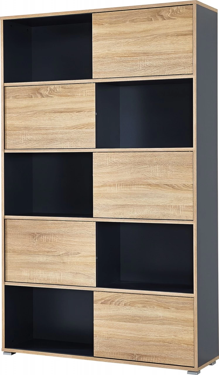 Livingruhm Schiebetürregal Eiche Anthrazit 120 X 196 X 35 Cm 4 Livingruhm Schiebetürregal Eiche Anthrazit 120 X 196 X 35 Cm – Bild 2