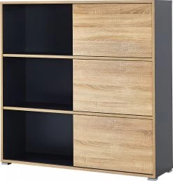 Livingruhm Schiebetürregal Eiche Anthrazit 120 X 119 X 35 Cm -Paulmann Store 4038 161 pe dek b1 cut 1280x1280