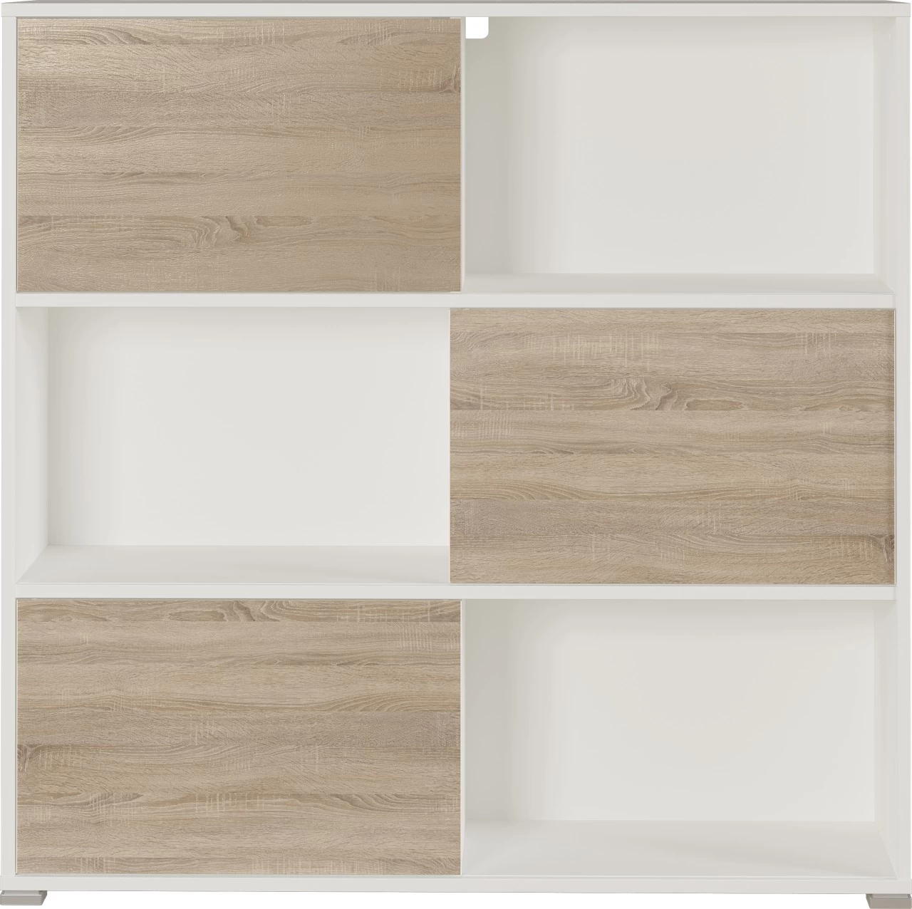 Livingruhm Schiebetürregal Eiche Weiß 120 X 119 X 35 Cm 5 Livingruhm Schiebetürregal Eiche Weiß 120 X 119 X 35 Cm – Bild 3