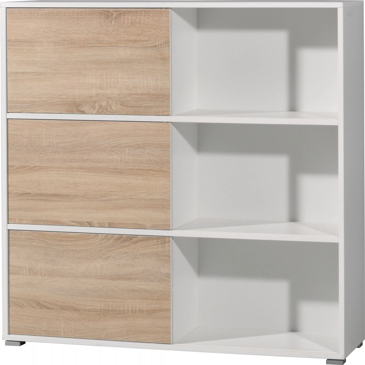 Livingruhm Schiebetürregal Eiche Weiß 120 X 119 X 35 Cm 4 Livingruhm Schiebetürregal Eiche Weiß 120 X 119 X 35 Cm – Bild 2