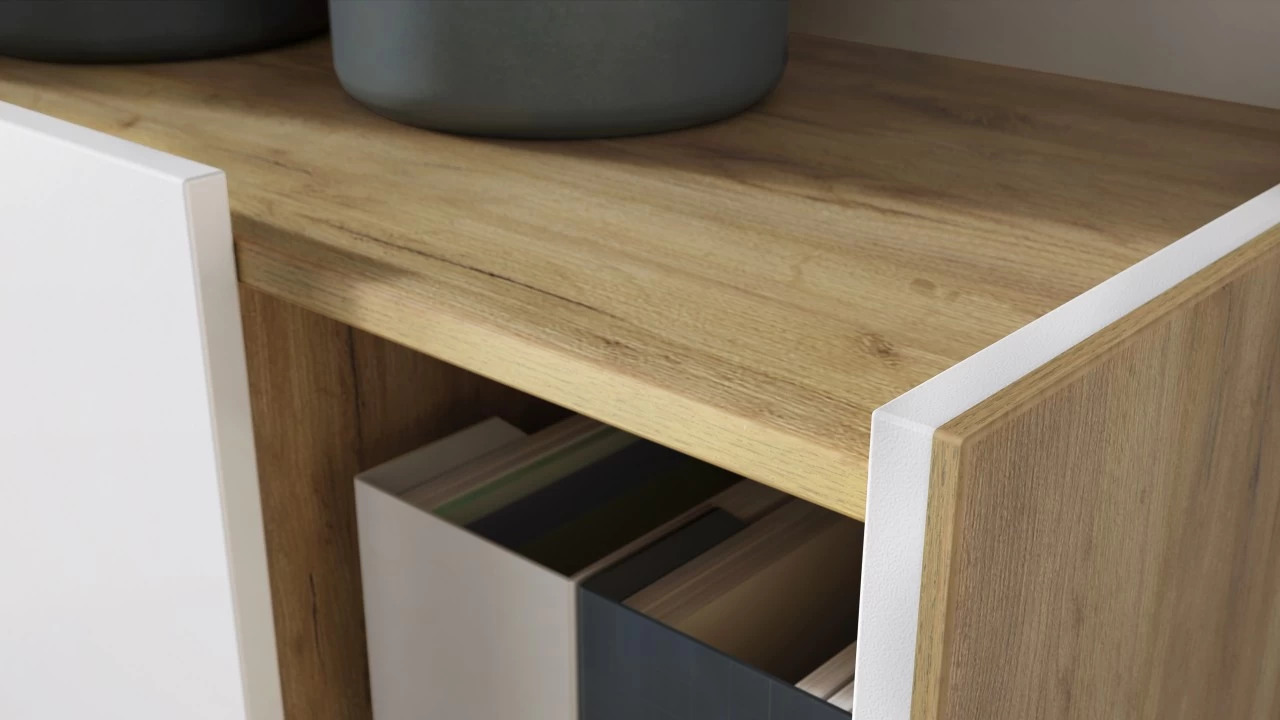 Livingruhm Sideboard Eiche Weiß 120 X 64 X 40 Cm 6 Livingruhm Sideboard Eiche Weiß 120 X 64 X 40 Cm – Bild 4