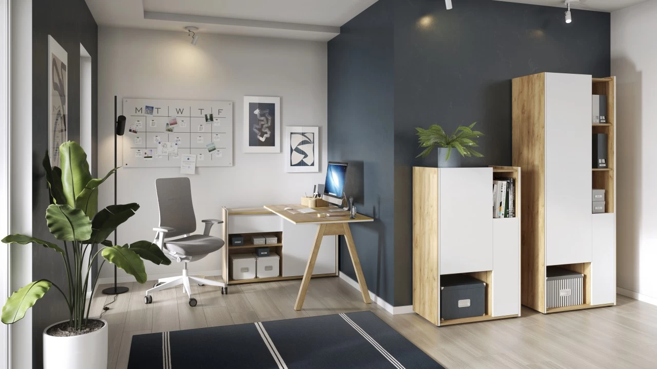 Livingruhm Eckschreibtisch Eiche Weiß 4 Livingruhm Eckschreibtisch Eiche Weiß – Bild 2