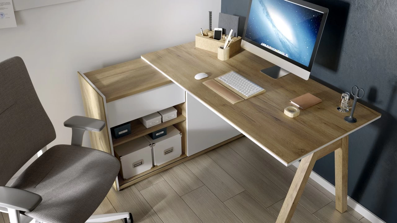 Livingruhm Eckschreibtisch Eiche Weiß 3 Livingruhm Eckschreibtisch Eiche Weiß