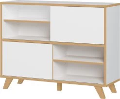 Livingruhm Schiebetürregal Eiche Weiß 120 X 92 X 40 Cm -Paulmann Store 4170 513 pe a cut 1280x1280