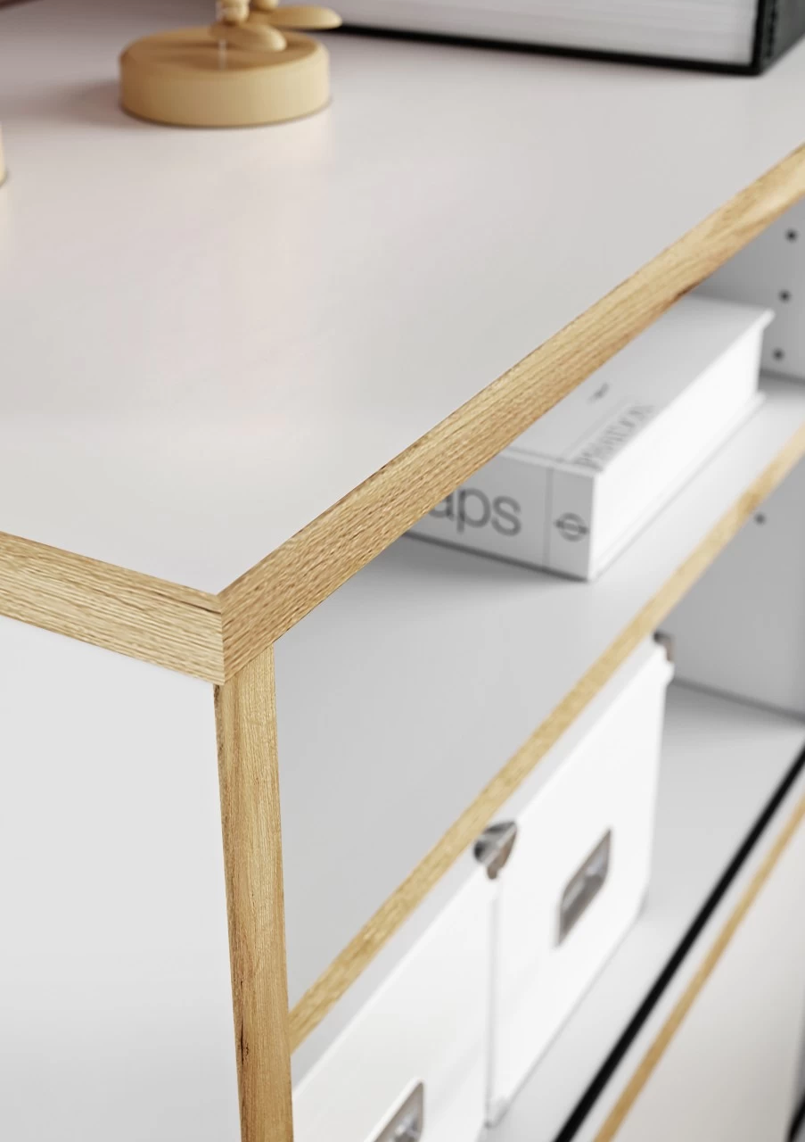 Livingruhm Schiebetürregal Eiche Weiß 120 X 172 X 40 Cm 5 Livingruhm Schiebetürregal Eiche Weiß 120 X 172 X 40 Cm – Bild 3