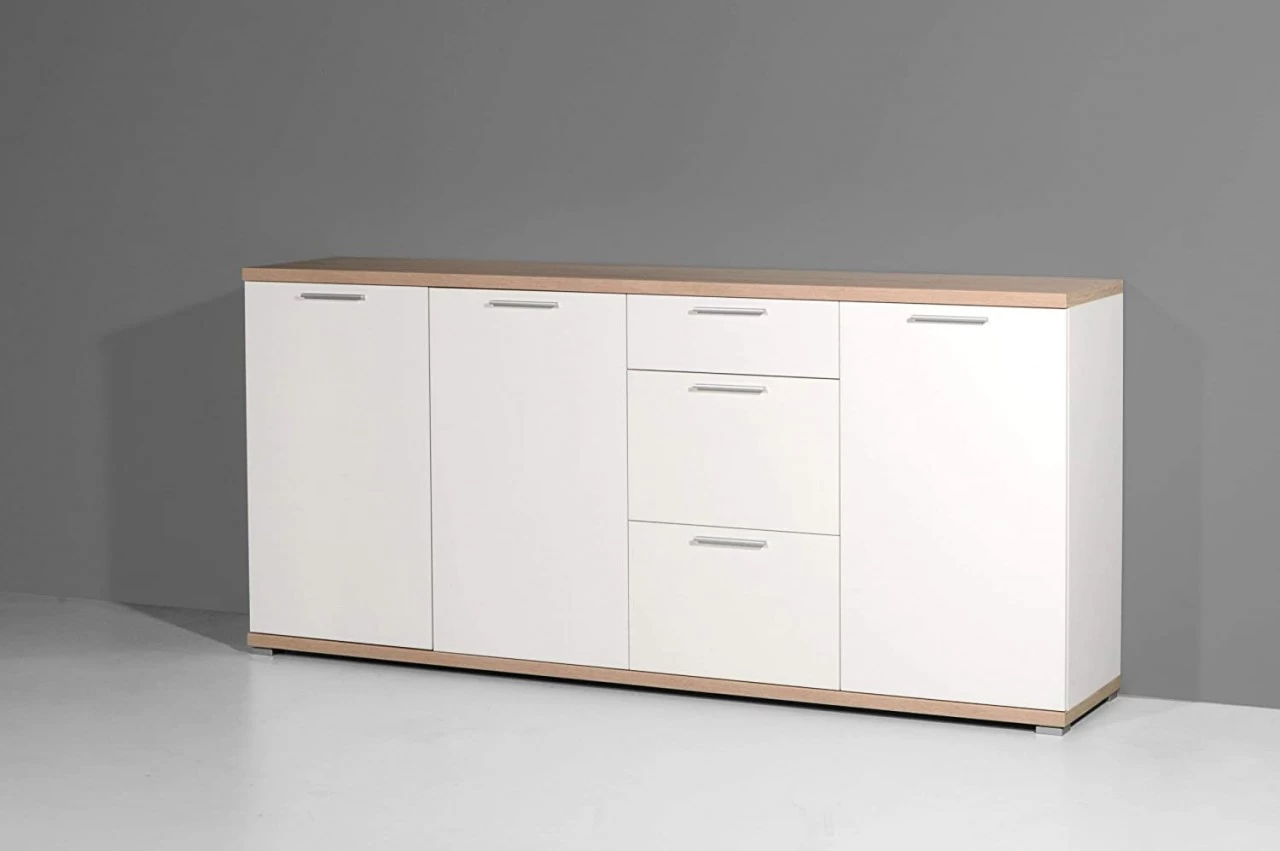 Livingruhm Sideboard Eiche Weiß 192 X 88 X 40 Cm 4 Livingruhm Sideboard Eiche Weiß 192 X 88 X 40 Cm – Bild 2