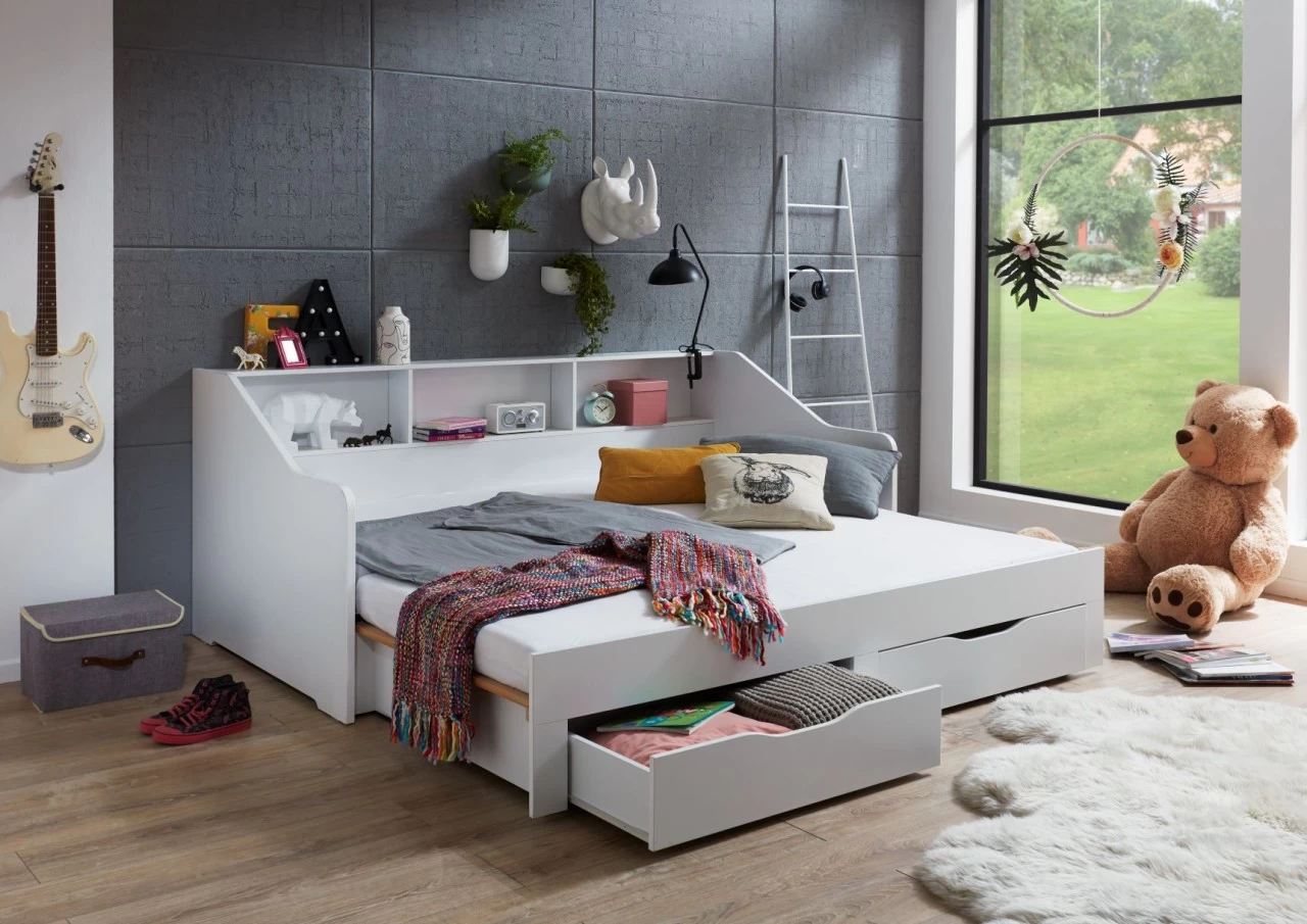 Relita Kojenbett Rene Mit Regal, Ausziehbar, Inkl. 2 Schubladen 5 Relita Kojenbett Rene Mit Regal, Ausziehbar, Inkl. 2 Schubladen – Bild 3