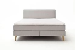 Livingruhm Boxspringbett Greta 160 X 200 Cm Hellgrau Holzfuß