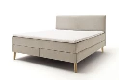 Livingruhm Boxspringbett Greta 160 X 200 Cm Beige Holzfuß