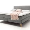 Livingruhm Boxspringbett Greta 160 X 200 Cm Taupe Holzfuß