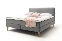Livingruhm Boxspringbett Greta 160 X 200 Cm Taupe Holzfuß