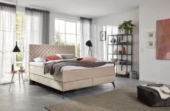 Livingruhm Boxspringbett La Maison 200 X 200 Cm Beige Metallfüße Graphit