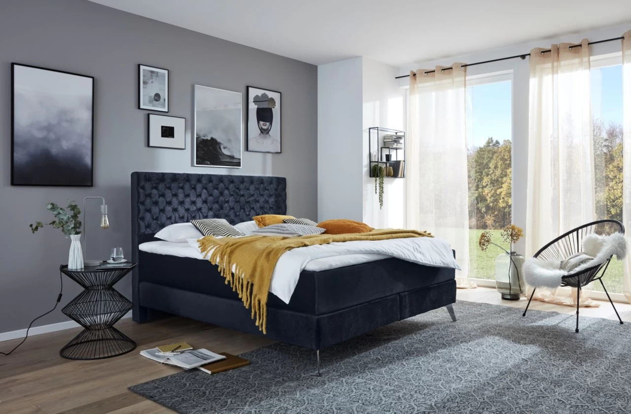 Livingruhm Boxspringbett La Maison 180 X 200 Cm Dunkelblau Metallfüße Graphit 3 Livingruhm Boxspringbett La Maison 180 X 200 Cm Dunkelblau Metallfüße Graphit