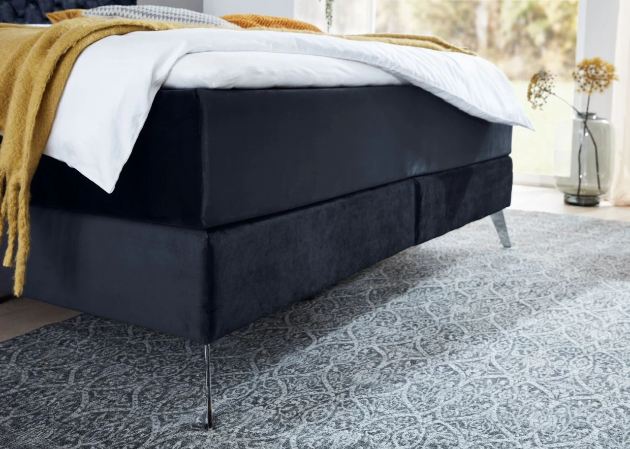 Livingruhm Boxspringbett La Maison 200 X 200 Cm Dunkelblau Metallfüße Graphit 4 Livingruhm Boxspringbett La Maison 200 X 200 Cm Dunkelblau Metallfüße Graphit – Bild 2