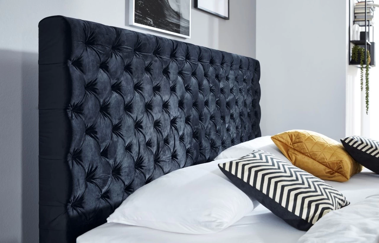 Livingruhm Boxspringbett La Maison 200 X 200 Cm Dunkelblau Metallfüße Graphit 5 Livingruhm Boxspringbett La Maison 200 X 200 Cm Dunkelblau Metallfüße Graphit – Bild 3