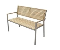 Livingruhm Garten Sitzbank Dallas 3-Sitzer Edelstahl Teak