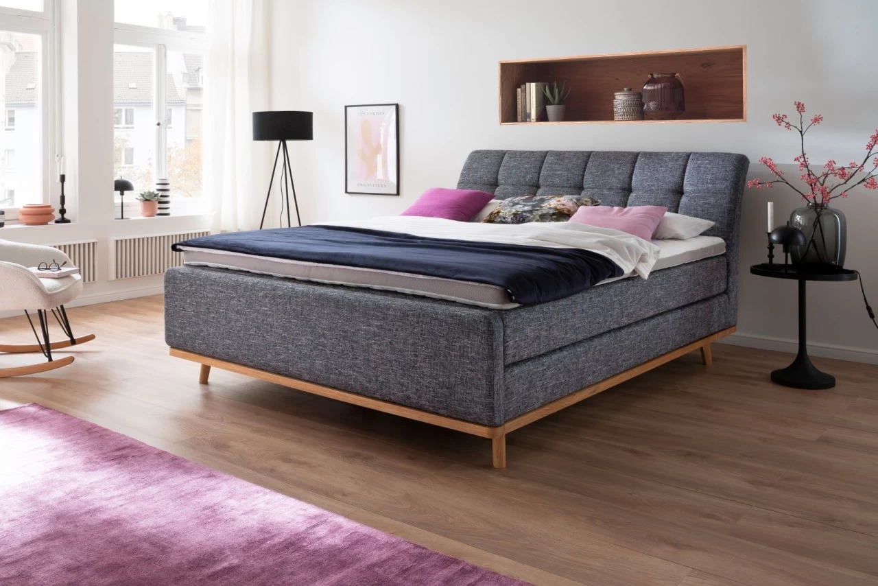 Livingruhm Boxspringbett MILA 180 X 200 Cm Stoff Building Holzfuß Inkl. Leiste Anthrazit 5 Livingruhm Boxspringbett MILA 180 X 200 Cm Stoff Building Holzfuß Inkl. Leiste Anthrazit – Bild 3