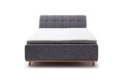 Livingruhm Boxspringbett MILA 160 X 200 Cm Stoff Building Holzfuß Inkl. Leiste Anthrazit