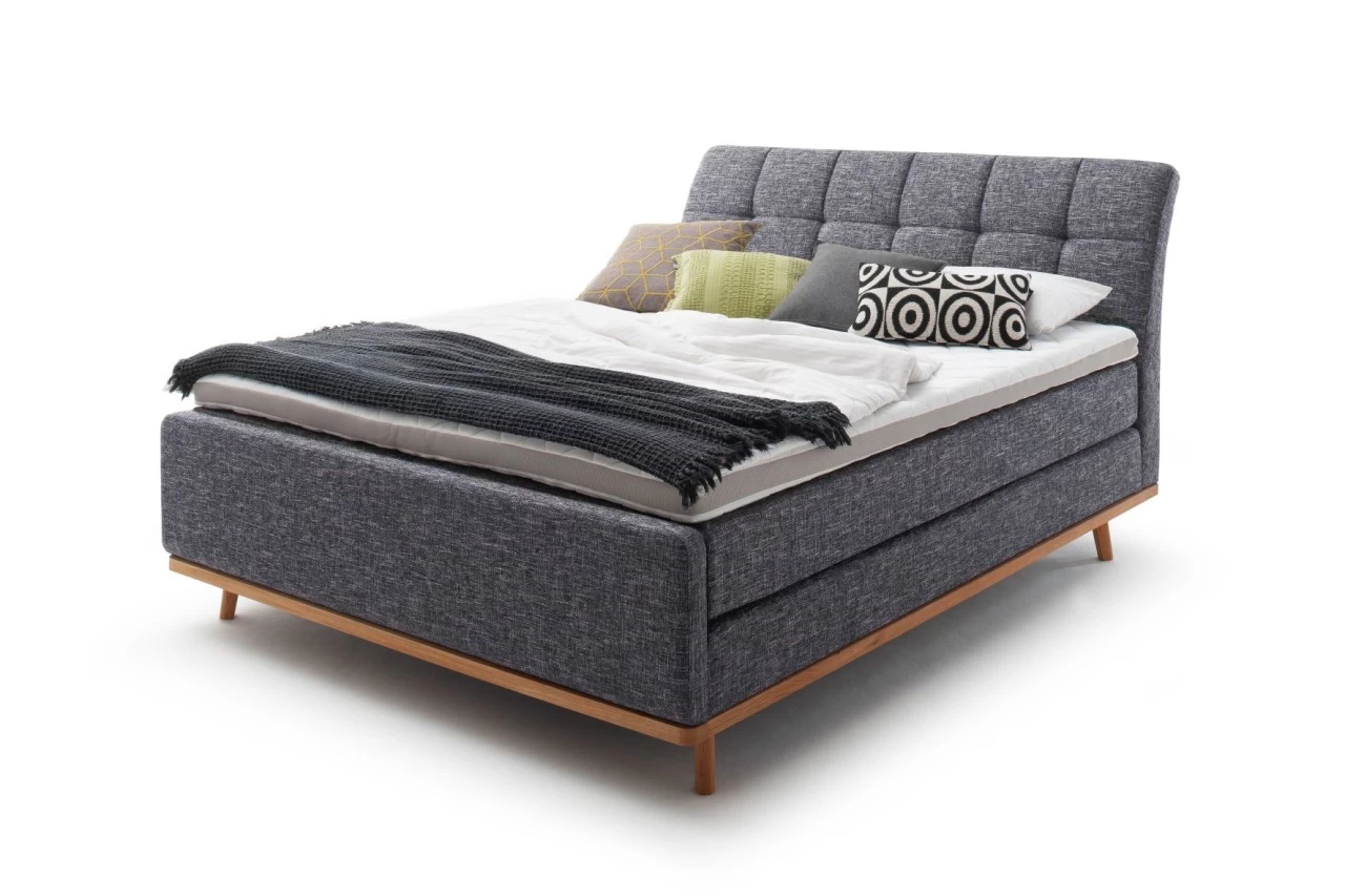 Livingruhm Boxspringbett MILA 160 X 200 Cm Stoff Building Holzfuß Inkl. Leiste Anthrazit 4 Livingruhm Boxspringbett MILA 160 X 200 Cm Stoff Building Holzfuß Inkl. Leiste Anthrazit – Bild 2