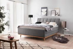 Livingruhm Boxspringbett MILA 160 X 200 Cm Stoff Capri Holzfuß Inkl. Leiste Anthrazit -Paulmann Store Mila KT 2 Capri 1361 anthrazit Leisten 852 22 fein 1280x1280