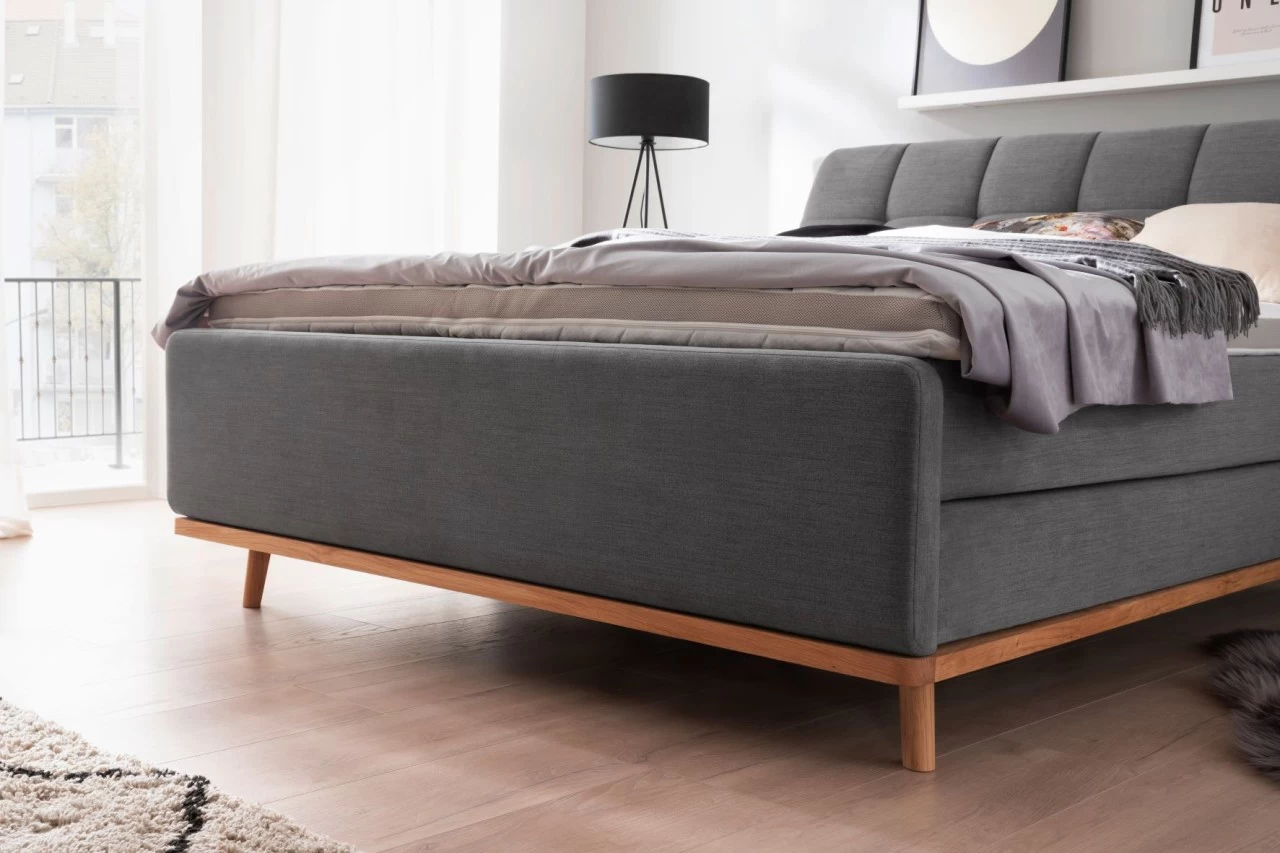 Livingruhm Boxspringbett MILA 200 X 200 Cm Stoff Capri Holzfuß Inkl. Leiste Anthrazit 7 Livingruhm Boxspringbett MILA 200 X 200 Cm Stoff Capri Holzfuß Inkl. Leiste Anthrazit – Bild 5