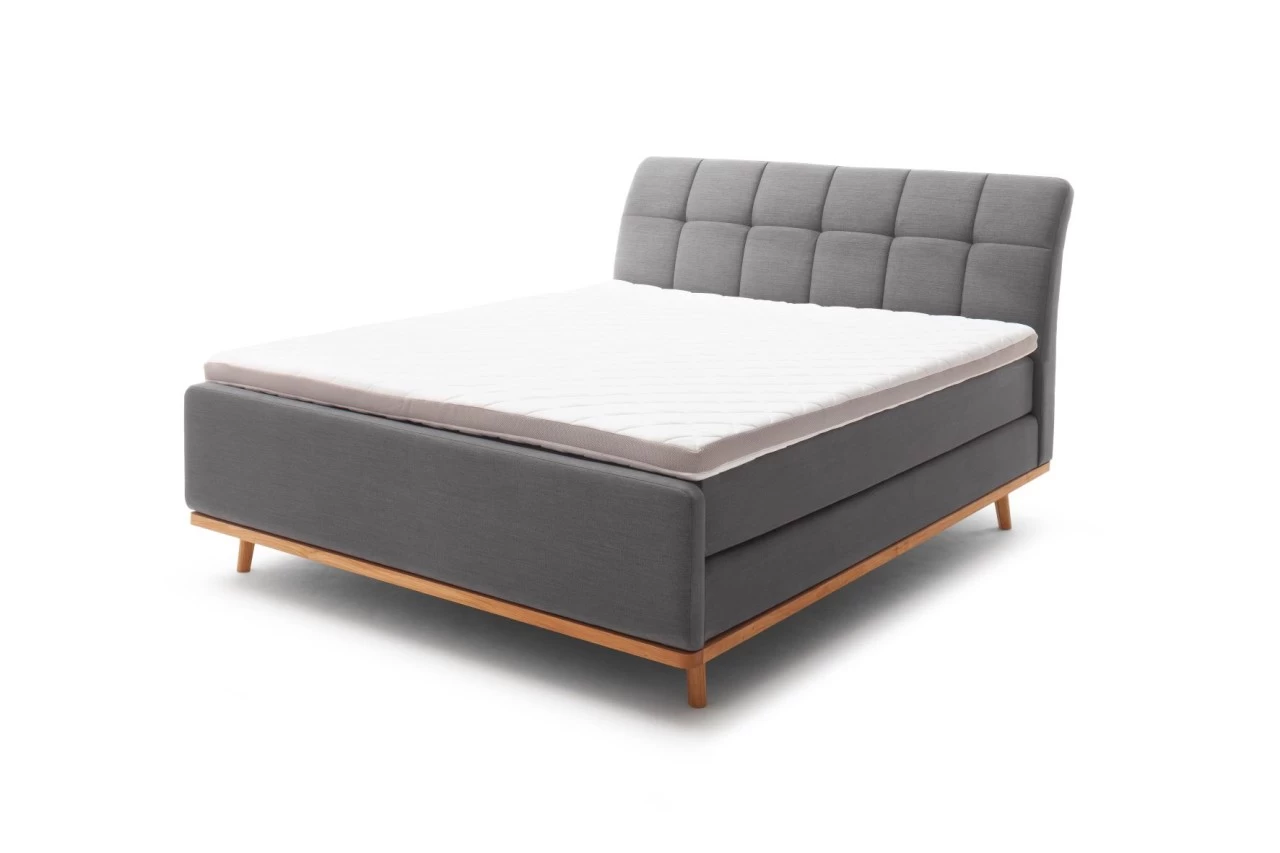 Livingruhm Boxspringbett MILA 200 X 200 Cm Stoff Capri Holzfuß Inkl. Leiste Anthrazit 5 Livingruhm Boxspringbett MILA 200 X 200 Cm Stoff Capri Holzfuß Inkl. Leiste Anthrazit – Bild 3