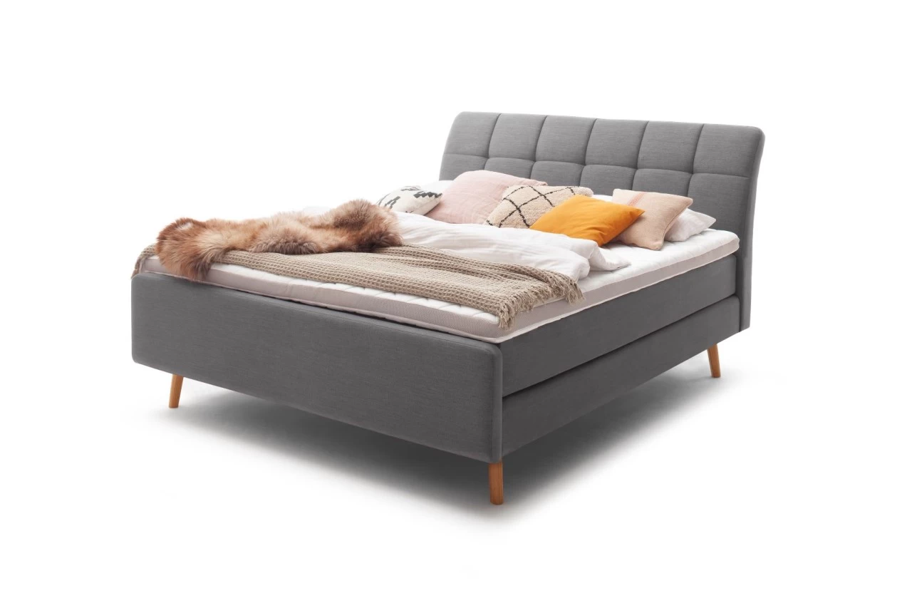 Livingruhm Boxspringbett MILA 160 X 200 Cm Stoff Capri Holzfuß Anthrazit 4 Livingruhm Boxspringbett MILA 160 X 200 Cm Stoff Capri Holzfuß Anthrazit – Bild 2
