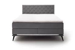 Livingruhm Boxspringbett Milano 200 X 200 Cm Hellgrau Metallfuß Schwarz