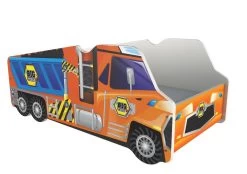 Autobett LKW Orange Mit Rollrost + Matratze 70x140cm Kinderbett Spielbett