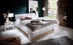 Livingruhm Balkenbett Kolding 2 Massivholzbett Fichte Weiss