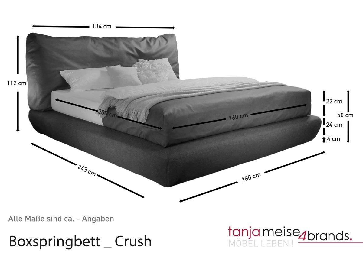Boxspringbett Crush 160 X 200cm Anthrazit By Tanja Meise 6 Boxspringbett Crush 160 X 200cm Anthrazit By Tanja Meise – Bild 4