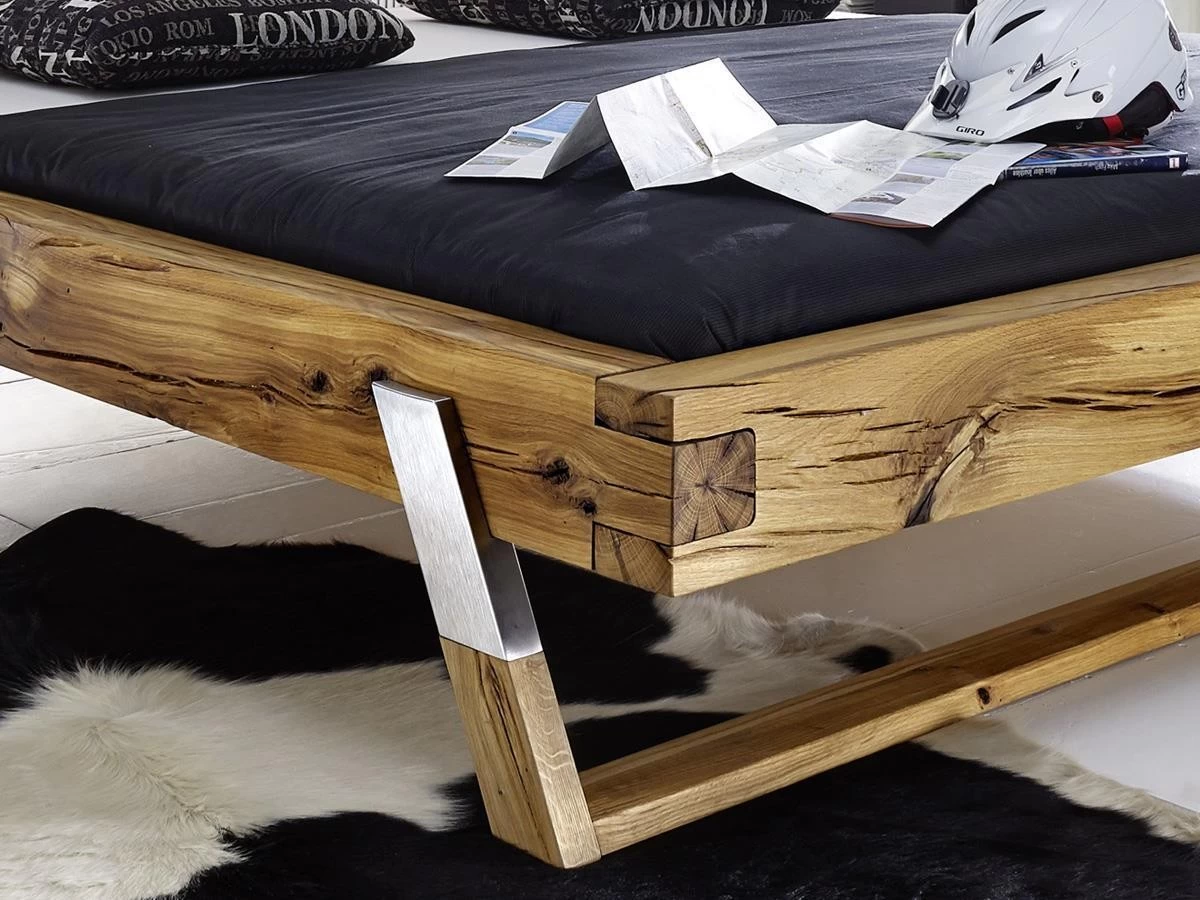 Design Bett Massivholz Balkenbett Wildeiche Massiv Geölt 6 Design Bett Massivholz Balkenbett Wildeiche Massiv Geölt – Bild 4