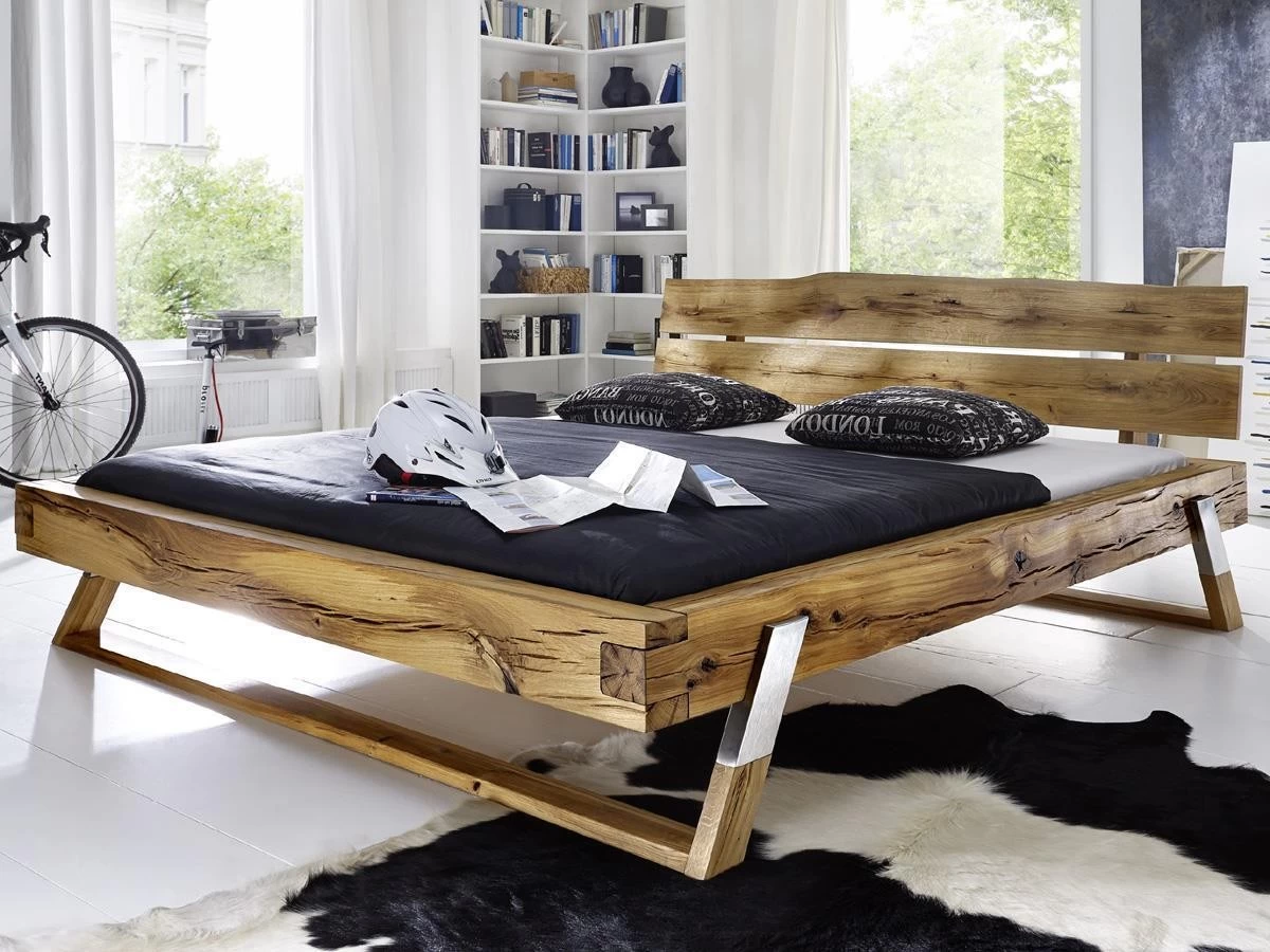 Design Bett Massivholz Balkenbett Wildeiche Massiv Geölt 3 Design Bett Massivholz Balkenbett Wildeiche Massiv Geölt
