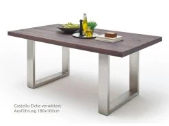MCA Furniture Castello Esstisch Eiche Massiv 200 X 100 Cm -Paulmann Store esstisch design massivholztisch castello eiche 200x100cm edelstahl 11055 FEy2 1280x1280